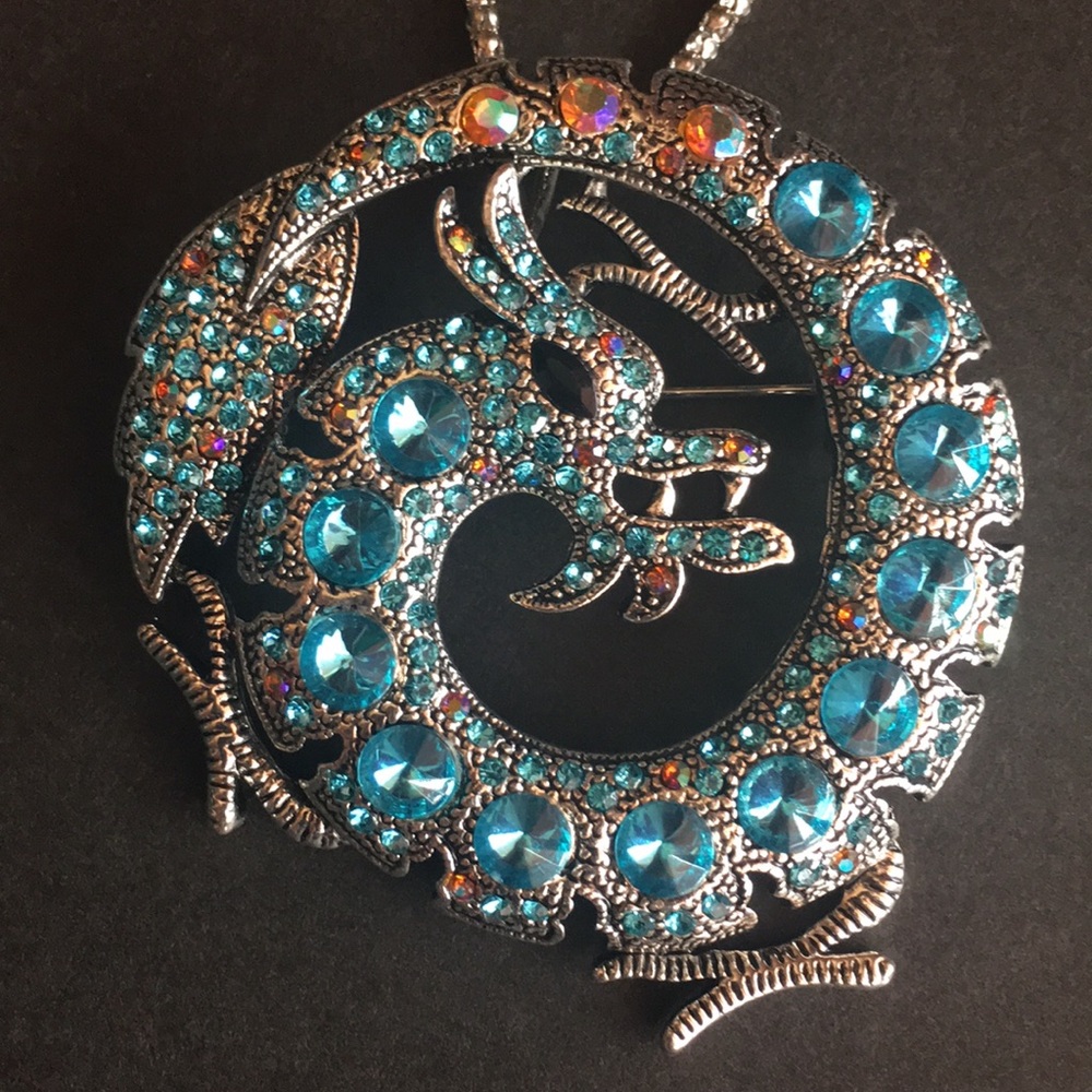 Betsey Johnson Dragon Pendant/Pin Necklace